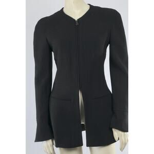Vintage CHANEL Boutique 97A Black Wool Tailored Long Sleeve Jacket Size 36
